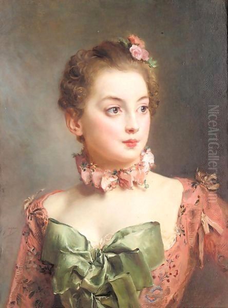 Portrait of a lady Oil Painting by Gustave Jean Jacquet