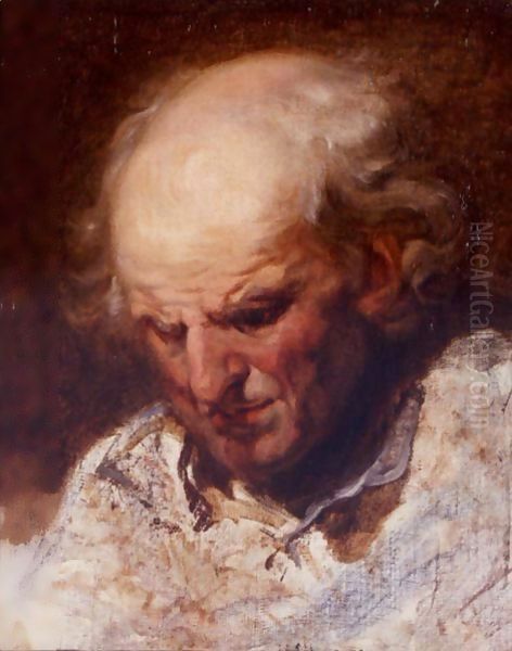 Study Of An Old Man Oil Painting by Jean Baptiste Greuze