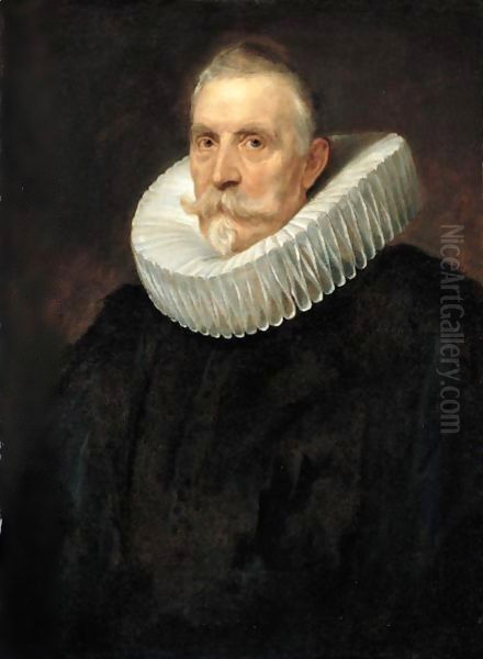 Portrait Of A Gentleman, Half-Length, In Black With A White Ruff Oil Painting by Sir Anthony Van Dyck