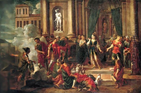 Dido And Aeneas In The Temple Oil Painting by Johann Heiss