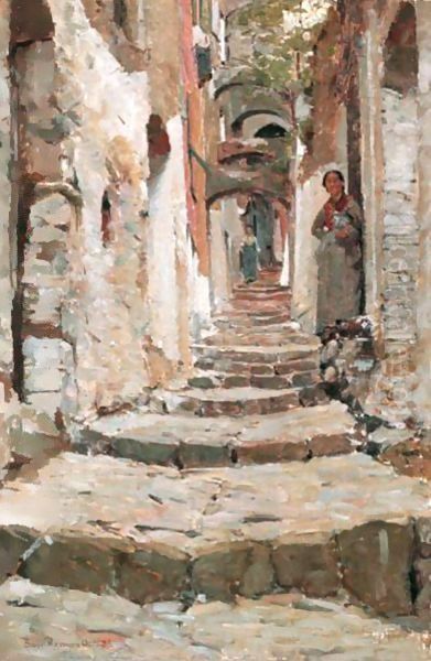 Ruelle A San Remo, 1883 Oil Painting by Francois Bocion