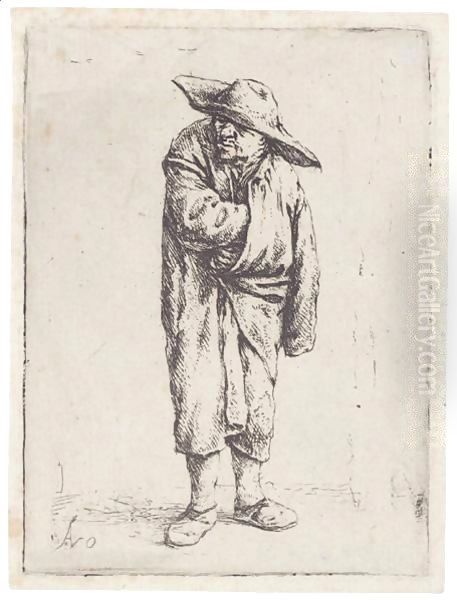 Peasant With His Hand In His Cloak Oil Painting by Adriaen Jansz. Van Ostade