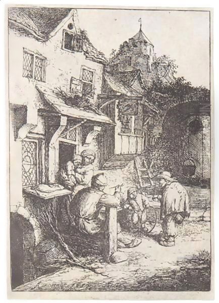 The Hunchbacked Fiddler Oil Painting by Adriaen Jansz. Van Ostade