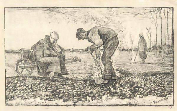 Travail Des Champs (Burning Weeds) Oil Painting by Vincent Van Gogh