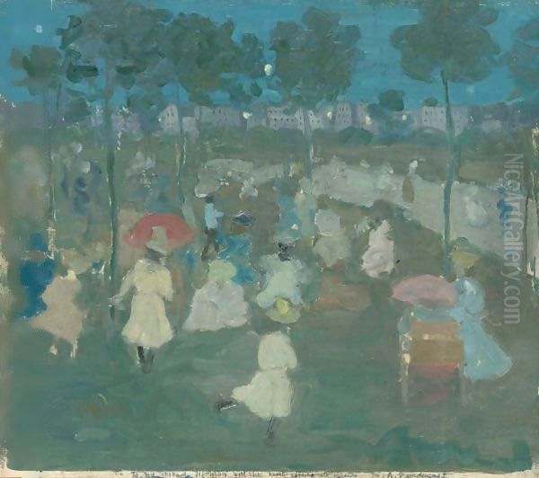 Park Scene Oil Painting by Maurice Brazil Prendergast