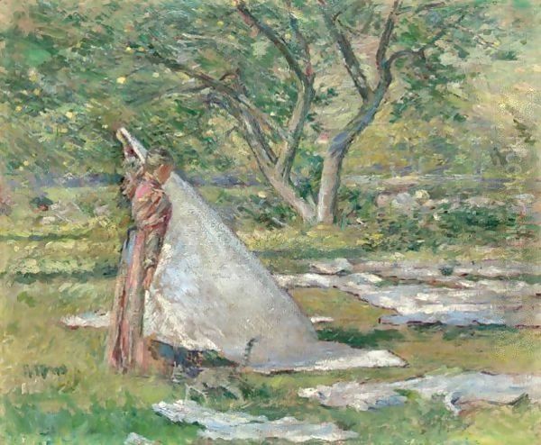 Washing Day Oil Painting by Theodore Robinson