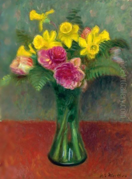 Jonquils, Tulips And Roses Oil Painting by William Glackens