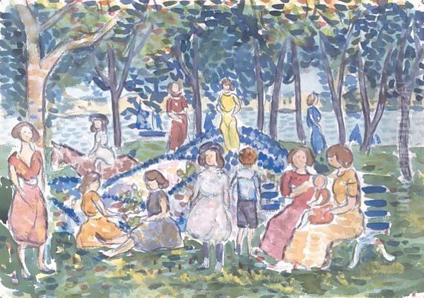 Playtime At Salem Park, Massachusetts Oil Painting by Maurice Brazil Prendergast