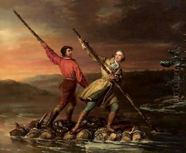 George Washington And Christopher Gist On The Allegheny River Oil Painting by Daniel Huntington