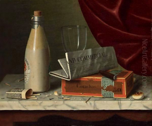 Still Life On Table Top Oil Painting by William Michael Harnett