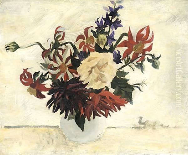 Flowers In A White Pot Oil Painting by Christopher Wood