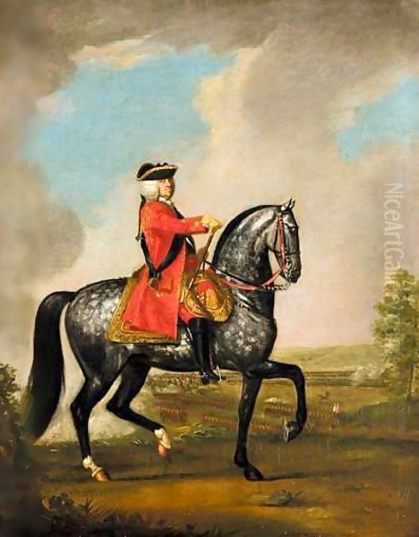 Equestrian Portrait Of King George II (1727-1760) Oil Painting by David Morier