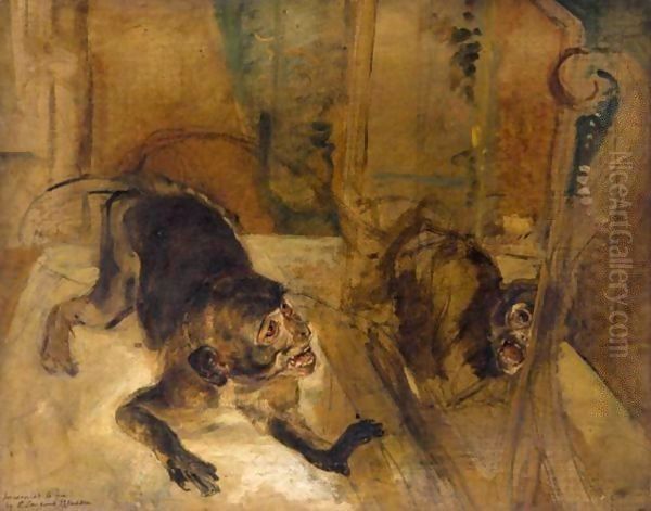 The Reflection, The Monkey And The Looking Glass Oil Painting by Sir Edwin Henry Landseer