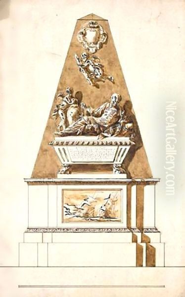 Designs For The Monument to Earl Stanhope In Westminster Abbey Oil Painting by John Michael Rysbrack