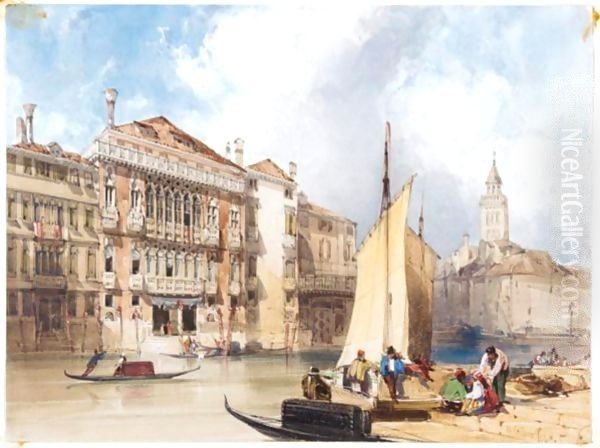 The Palazzo Pisani-Moretta On The Grand Canal, Venice Oil Painting by William Callow