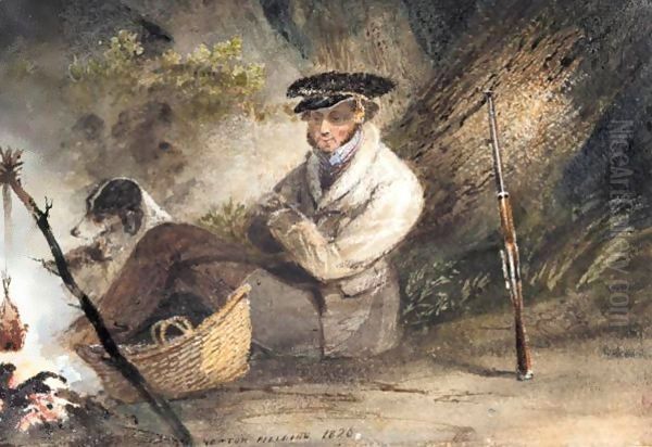 A Hunter With His Dogs Oil Painting by Newton Fielding