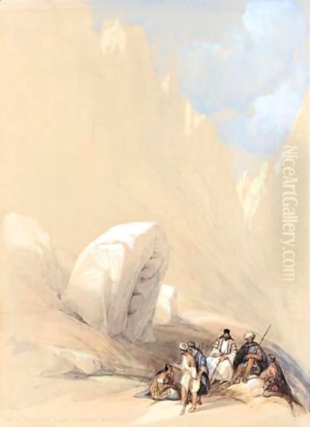 The Rock Of Moses, Wady-El-Leja, Mount Horeb Oil Painting by David Roberts