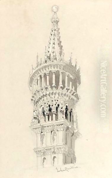 An Italian Gothic Spire Oil Painting by John Ruskin