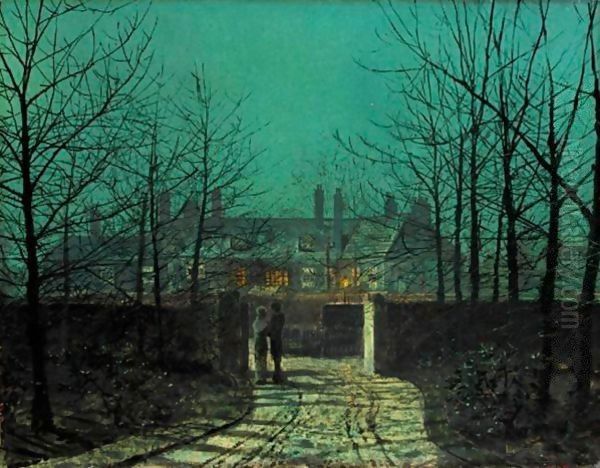 Lovers At The Gate Oil Painting by John Atkinson Grimshaw