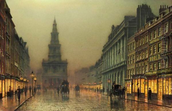 Evening On the Strand Looking Towards St Mary'S, London Oil Painting by John Atkinson Grimshaw