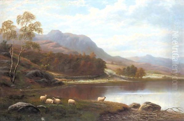 Loughrigg From Rydal Lake, Westmoreland Oil Painting by William Mellor