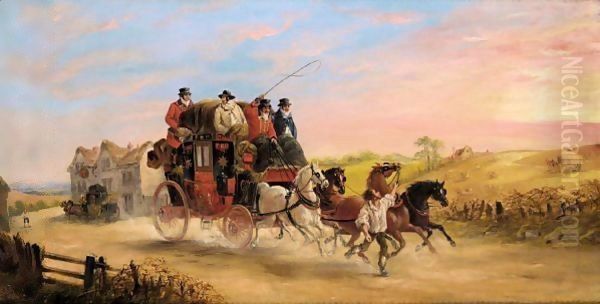 The Leeds To London Stagecoach Oil Painting by John Charles Maggs