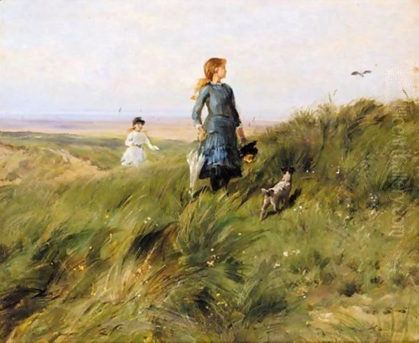 On The Sand Dunes Oil Painting by Heywood Hardy