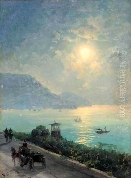 The Black Sea Coast At Night Oil Painting by Ivan Konstantinovich Aivazovsky