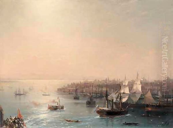 Arrival Of The Russian Ship In Constantinople Oil Painting by Ivan Konstantinovich Aivazovsky