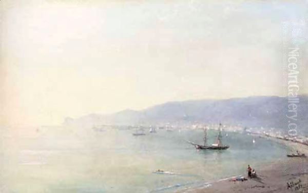 Sailing Boat Off Yalta, Ayu Dag Beyond Oil Painting by Ivan Konstantinovich Aivazovsky