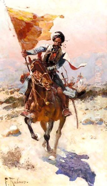 Charging Warrior Oil Painting by Franz Roubaud