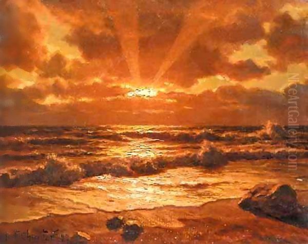 Sunrise Oil Painting by Ivan Fedorovich Choultse