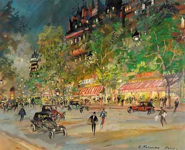 Paris By Night 3 Oil Painting by Konstantin Alexeievitch Korovin