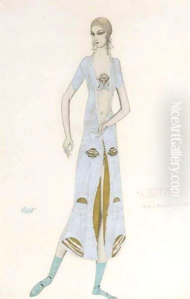 Costume Design For Ida Rubinstein - 'Istar' Oil Painting by Lev Samoilovich Bakst