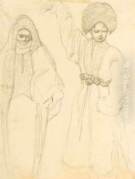 Study Of A Veiled Woman And A Dancing Boy Oil Painting by Lev Samoilovich Bakst