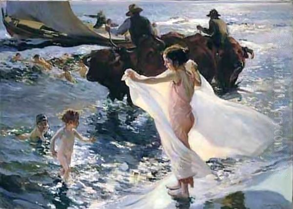 La Hora Del Bano (The Bathing Hour) Oil Painting by Joaquin Sorolla Y Bastida