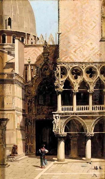 Porta Villa Carta, Palazzo Ducale, Venezia Oil Painting by Antonietta Brandeis