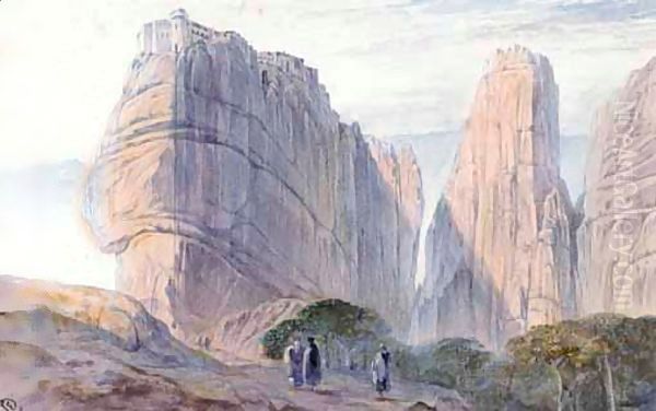 The Monastery Of Baarlam, Meteora Oil Painting by Edward Lear