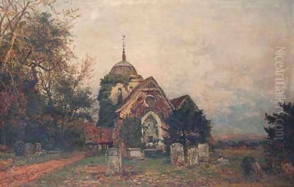 The Old Parish Church Of Albury Oil Painting by Benjamin Williams Leader