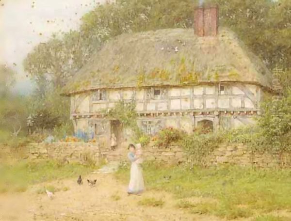 An Old Surrey Cottage Oil Painting by Helen Mary Elizabeth Allingham