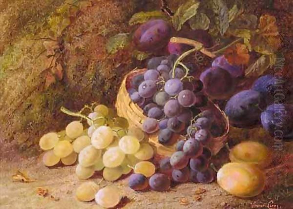 Still Life With Grapes And Plums Oil Painting by Vincent Clare