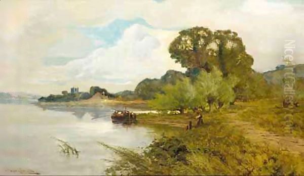 Mooring On The River Oil Painting by Harry Pennell