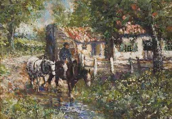 Riding Under The Apple Tree Oil Painting by John Falconar Slater