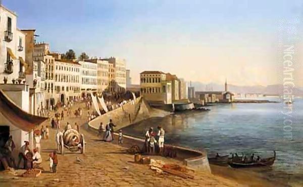 View Over Naples Oil Painting by Felix Fouihouze