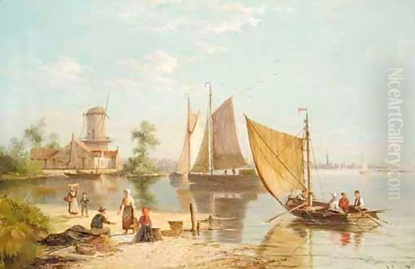 Schiedam On The Sheldt Oil Painting by William Raymond Dommersen