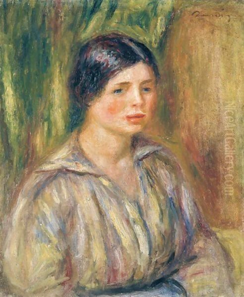 Buste De Jeune Fille Oil Painting by Pierre Auguste Renoir