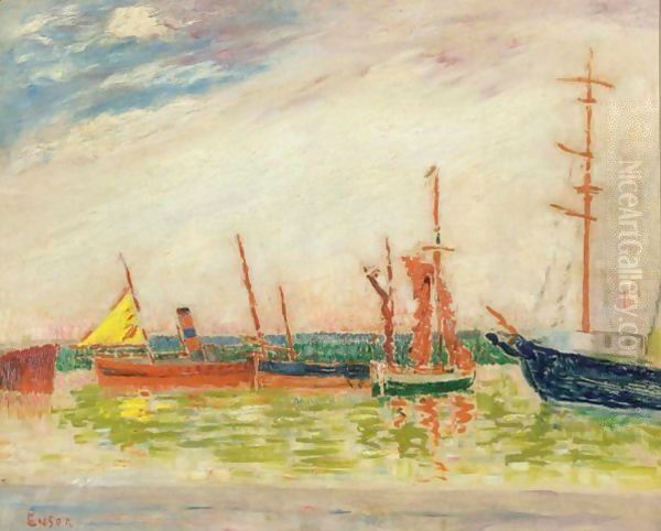 Bateaux Au Soleil Oil Painting by James Ensor