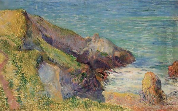 Rochers Sur La Cote Bretonne Oil Painting by Paul Gauguin