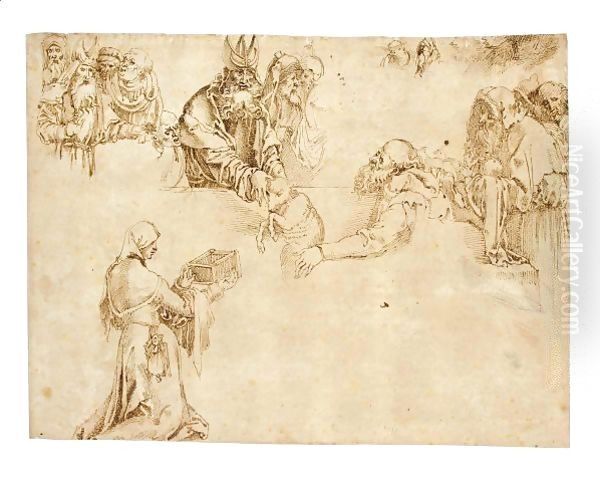 Sheet Of Figure Studies Oil Painting by Durer or Duerer, Albrecht