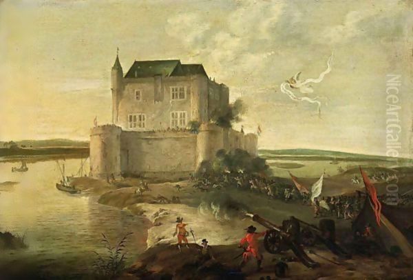 The Siege Of A Dutch() Fortified Castle Oil Painting by Dirck Willemsz. Stoop